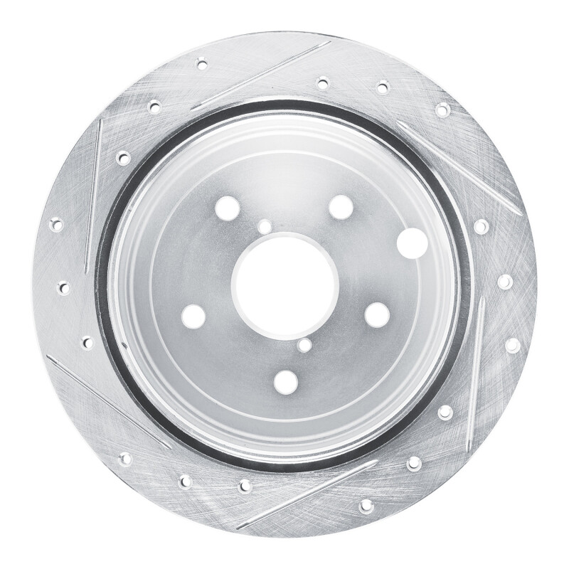 Subaru WRX Brake Rotor (1) - Rear Right - R1 Concepts - Drilled & Slotted - Silver - `22-`25